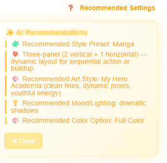 AI Recommended Settings