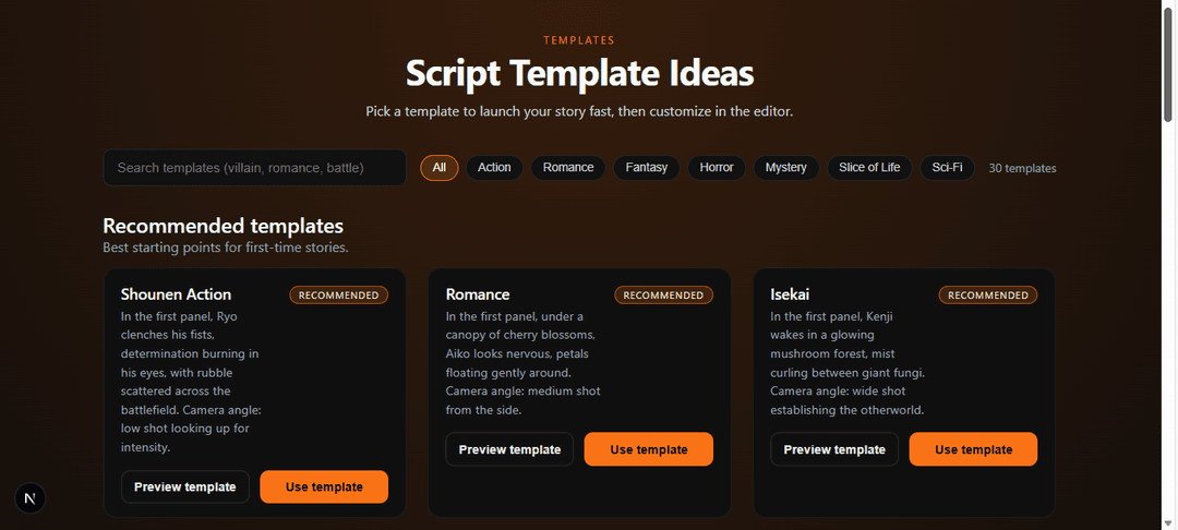 Genre-Based Script Templates